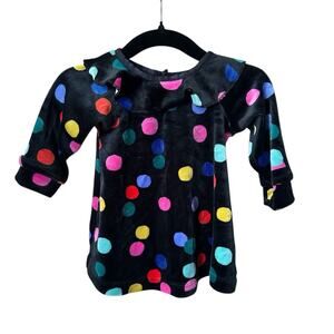 Hanna Andersson Velour Long Sleeve Polka Dot A-line Dress 50 / 0-3 Months